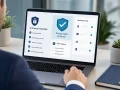 Professional reviewing secure AI prompt rules before sharing work data with an AI tool