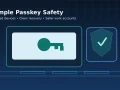 Professional laptop screen showing secure passkey sign-in protection for trusted work accounts.