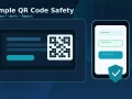 Professional worker previewing a QR code link before opening it on a mobile phone