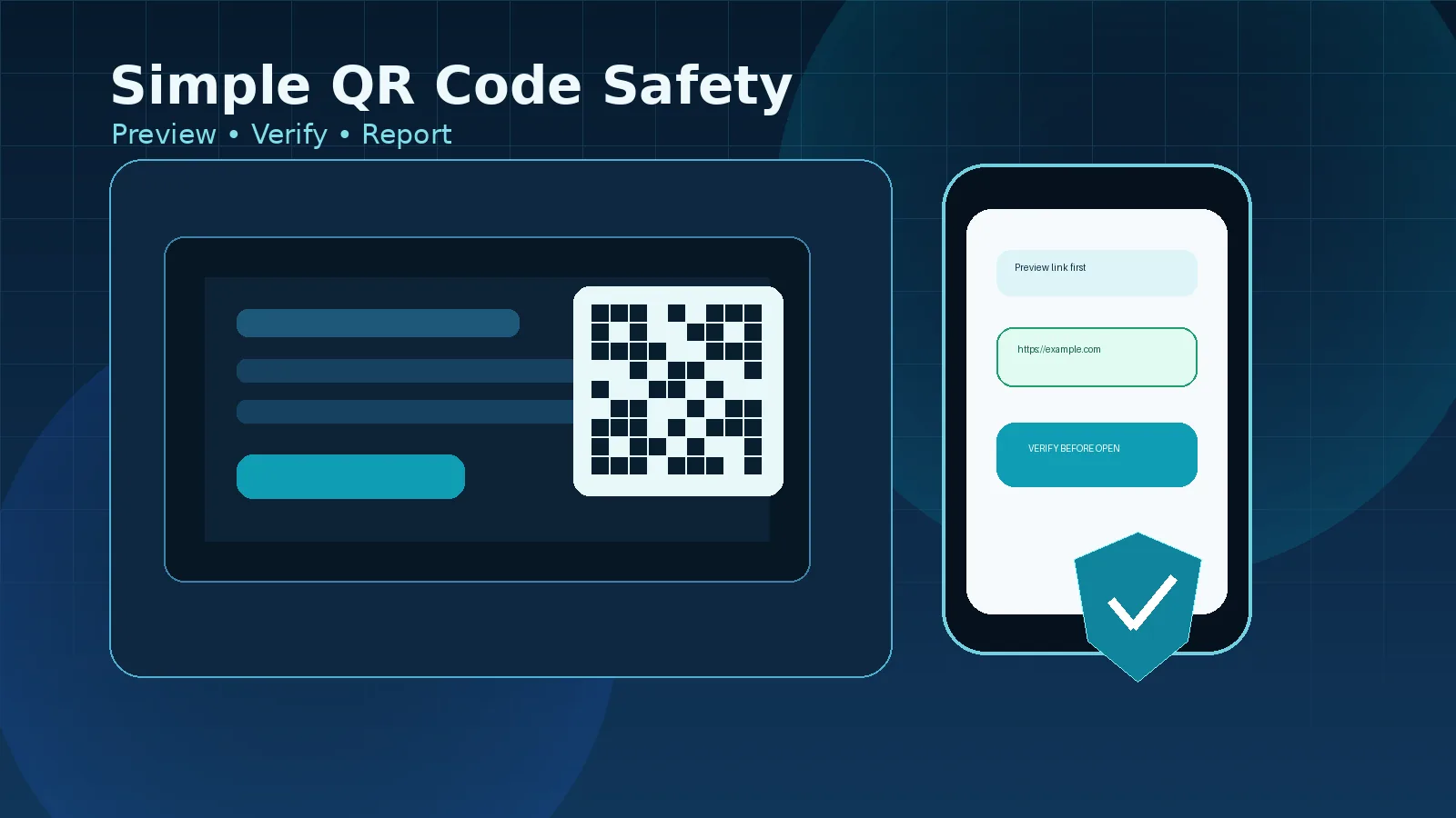 Professional worker previewing a QR code link before opening it on a mobile phone