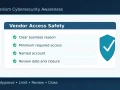 Professional laptop screen showing a vendor access safety checklist with secure access icons.
