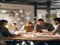 Small team planning seven practical AI strategy steps in a modern workspace