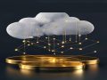Abstract cloud cost control visual with cloud infrastructure and budget tokens for small teams